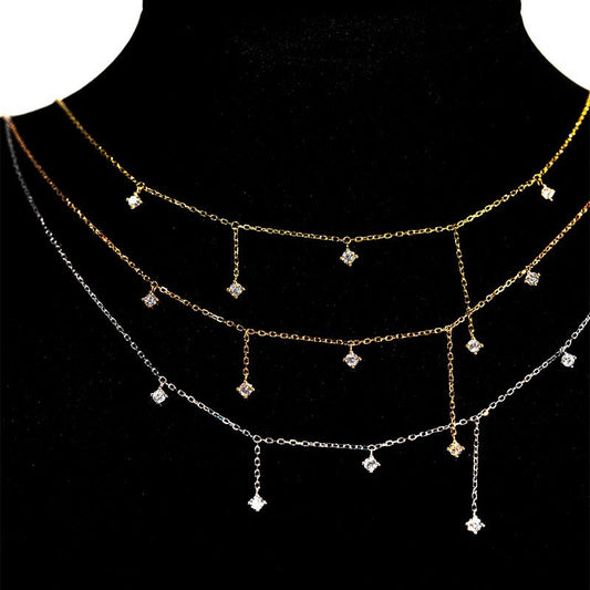 S925 Silver Plated 18K Gold Zircon Necklace
