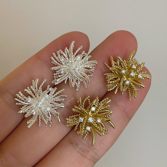 Zircon Metal Dandelion Earrings
