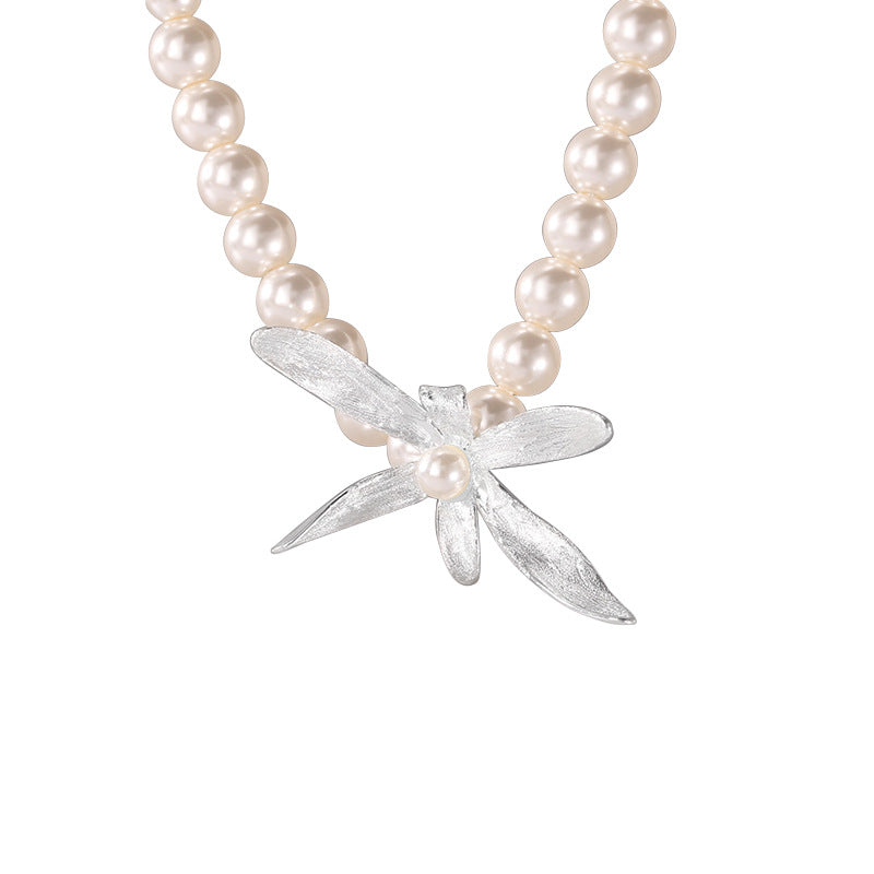 925 Sterling Silver Pearl Orchid Necklace