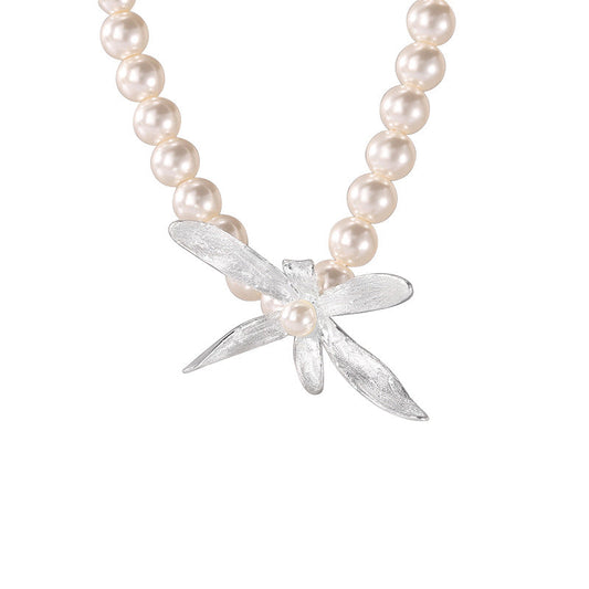 925 Sterling Silver Pearl Orchid Necklace
