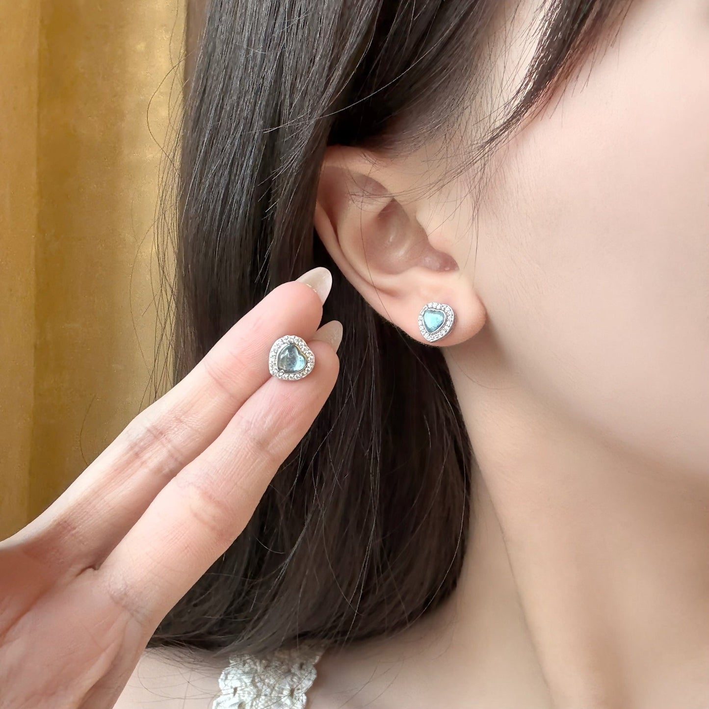 S925 Sterling Silver Natural Aquamarine Earrings
