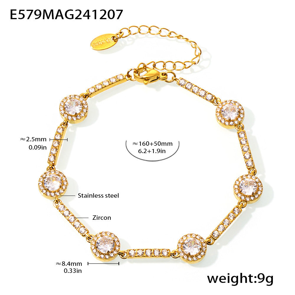 Stainless Steel Handmade Inlaid Super Flash Geometric Zircon Gestar Bracelet