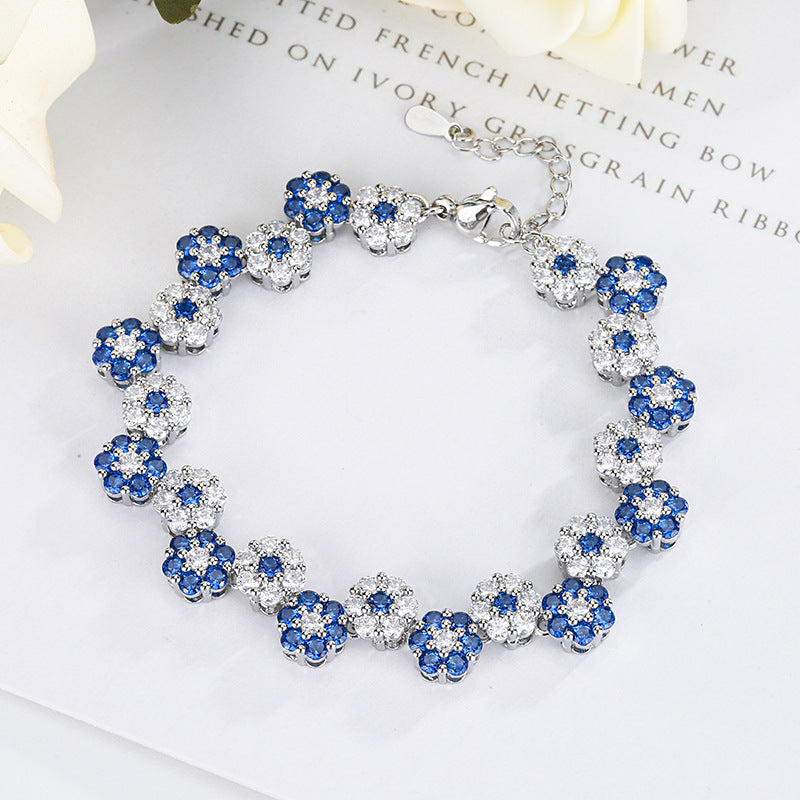 Zircon Flower Bracelet Necklaces suit