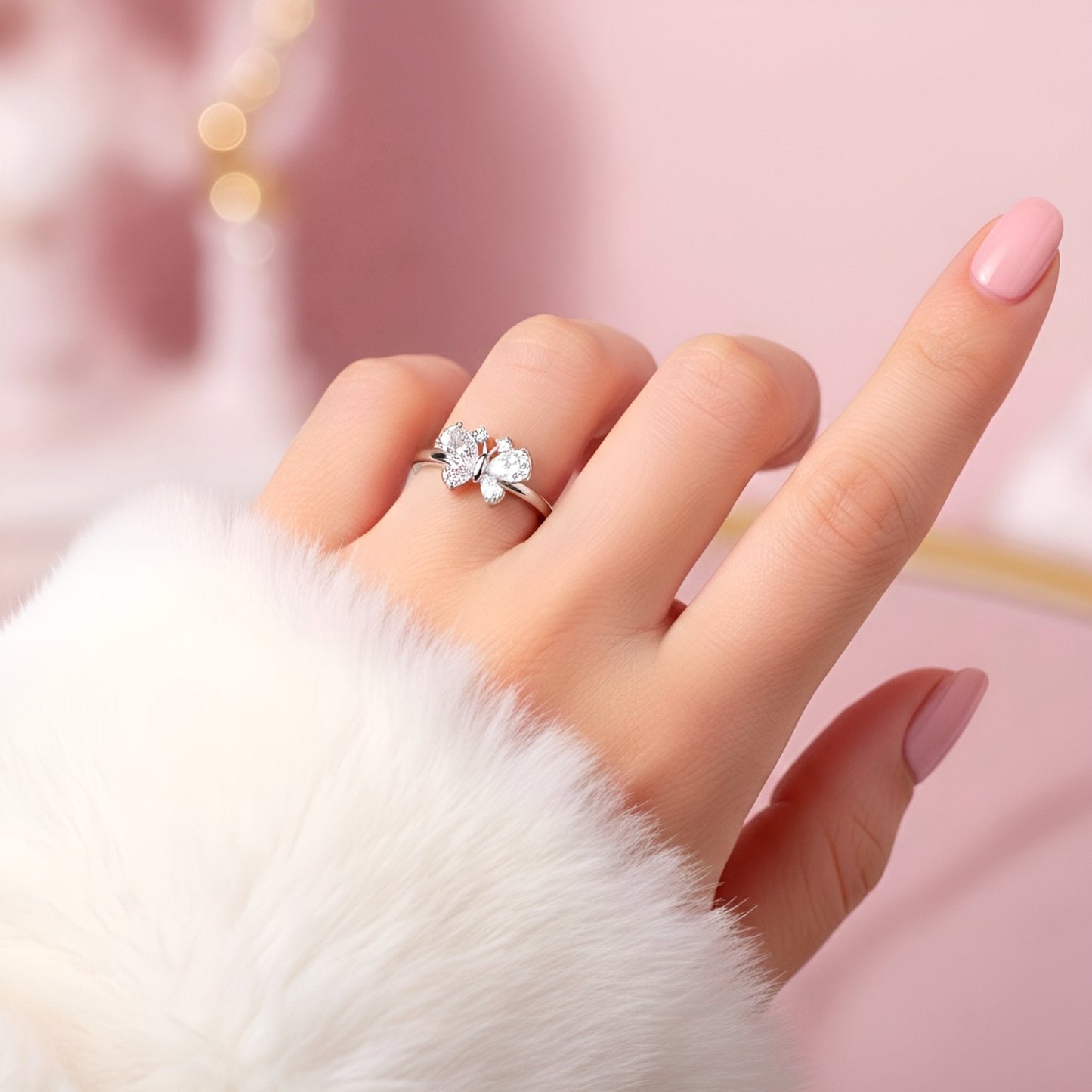 (WHITE) ICED BUTTERFLY Ring