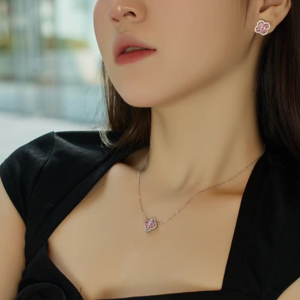 Pink Four-leaf Clover SET