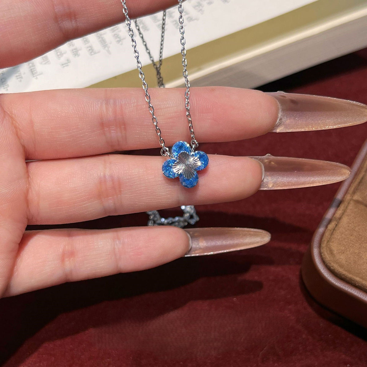 Red Corundum Clover Jewelry Set
