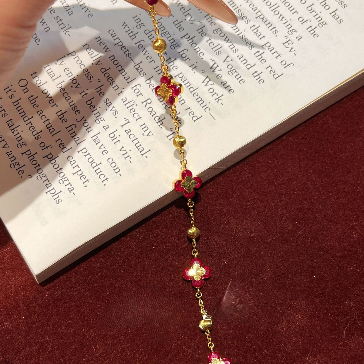 Red Corundum Clover Jewelry Set